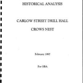Historical Analysis. Carlow Street Drill Hall, Crows Nest.
