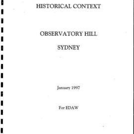 Historical Context. Observatory Hill, Sydney.