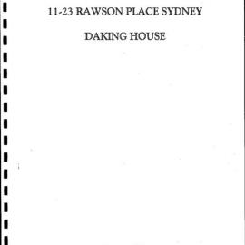 Historical Analysis. 11-23 Rawson Place, Sydney. Daking House.