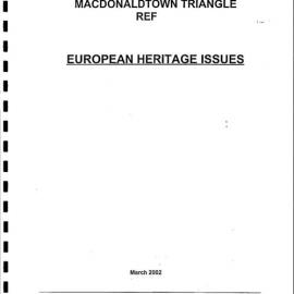 MacDonaldtown Triangle Ref. European Heritage Issues.