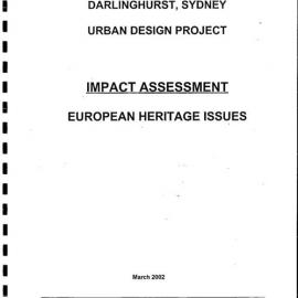 Taylor's Square, Darlinghurst, Sydney. Urban Design Project. Impact Assessment. European Heritage Issues.