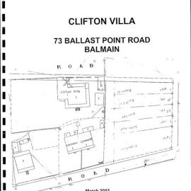 Historical Analysis. Clifton Villa. 73 Ballast Point Road, Balmain.