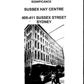 Statement of Cultural Significance. Sussex Hay Centre. 405-411 Sussex Street, Sydney.