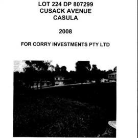 Heritage Impact Statement. Lot 224 DP 807299 Cusack Avenue, Casula.